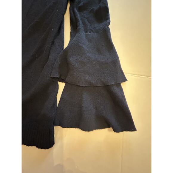 NWT J. Crew Factory Tiered Ruffle Sleeve Navy Cardigan Size Medium Cotton Blend - Picture 4 of 12